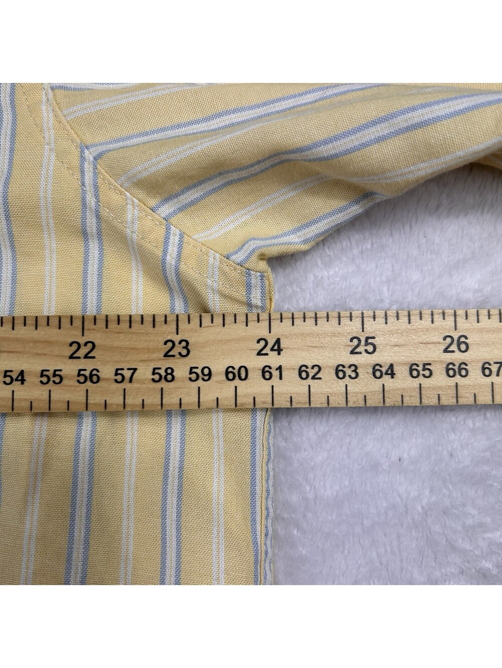 Vtg L.L.Bean Shirt Mens Large Regular Yellow Blue Stripe Cotton Long Sleeve - Picture 5 of 9